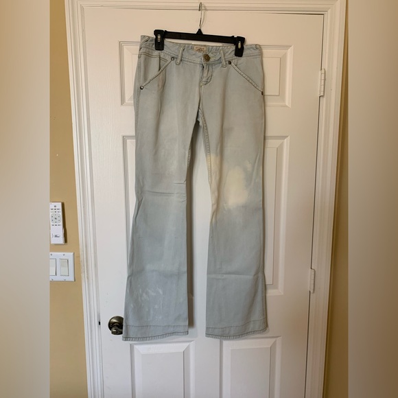 Free‎ People Light Blue Denim Flare Wide Leg Bootcut Jeans Size 28 Boho Retro - Picture 1 of 7